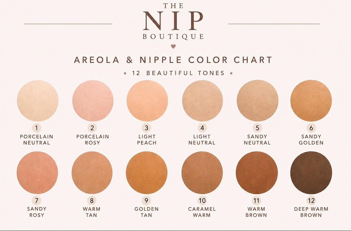 The Nip Boutique shade chart showing twelve skin tone options